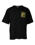 T-shirt noir Dolce & Gabbana en coton avec logo imprimé, manches courtes, style décontracté.