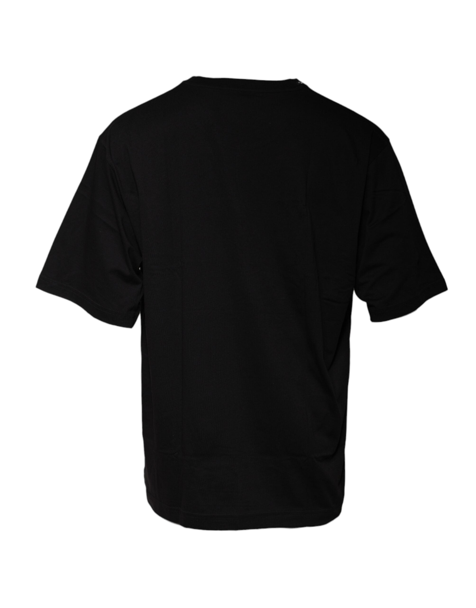 T-shirt noir à manches courtes Dolce & Gabbana avec logo imprimé en coton.