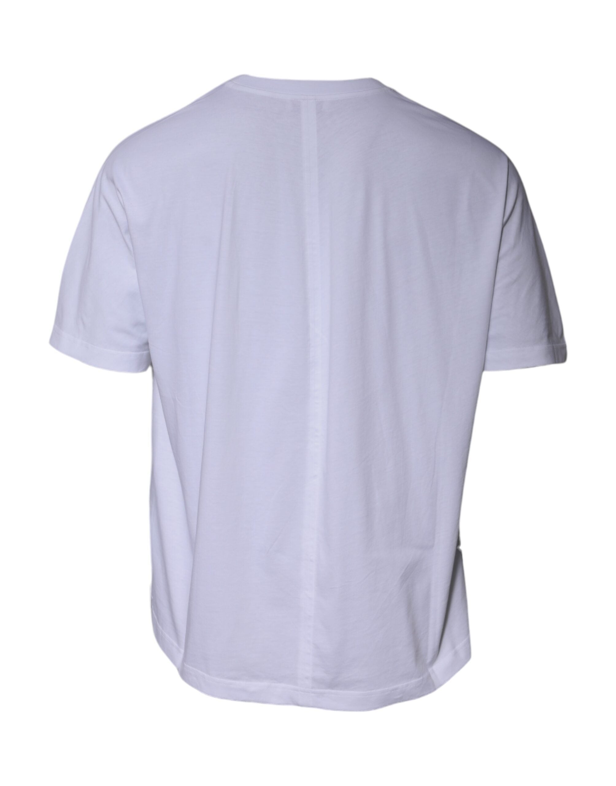T-shirt blanc à logo Balenciaga en coton à manches courtes et col rond, vue de face.
