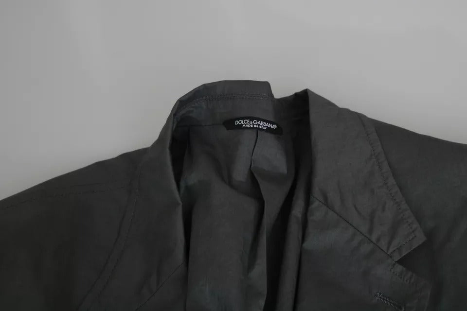 Veste formelle en coton gris de Dolce & Gabbana, blazer à un bouton, style élégant et classique.