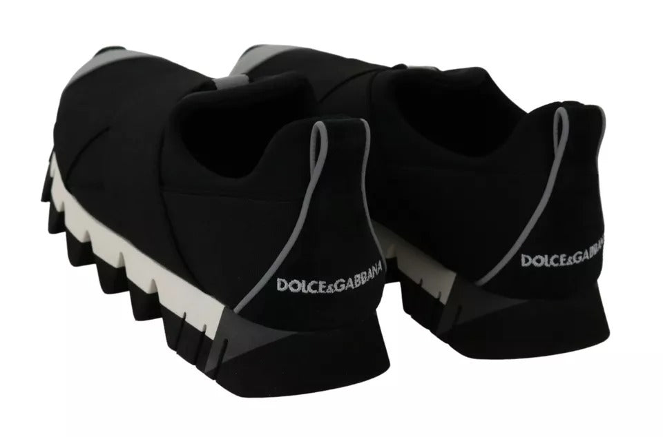 Chaussures sneakers noires Dolce & Gabbana Shark en néoprène extensible, style sportif et moderne.