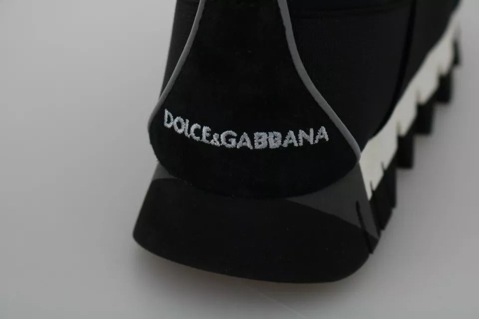 Chaussures sneakers en néoprène noir Dolce & Gabbana Shark stretch, style sportif et moderne, vue de face.