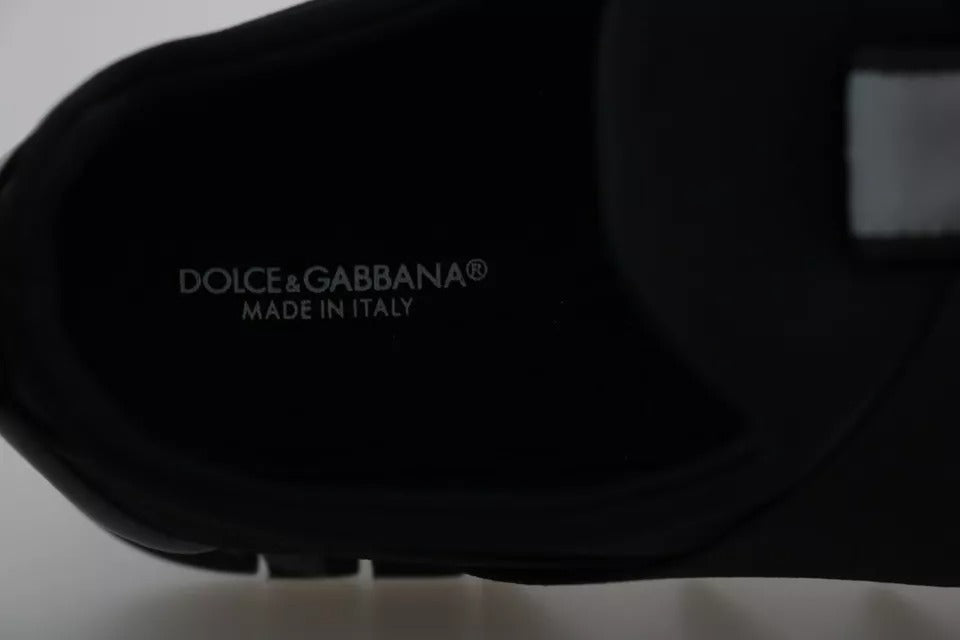 Chaussures sneakers en néoprène stretch noires Dolce & Gabbana Shark, style moderne et confortable pour hommes.