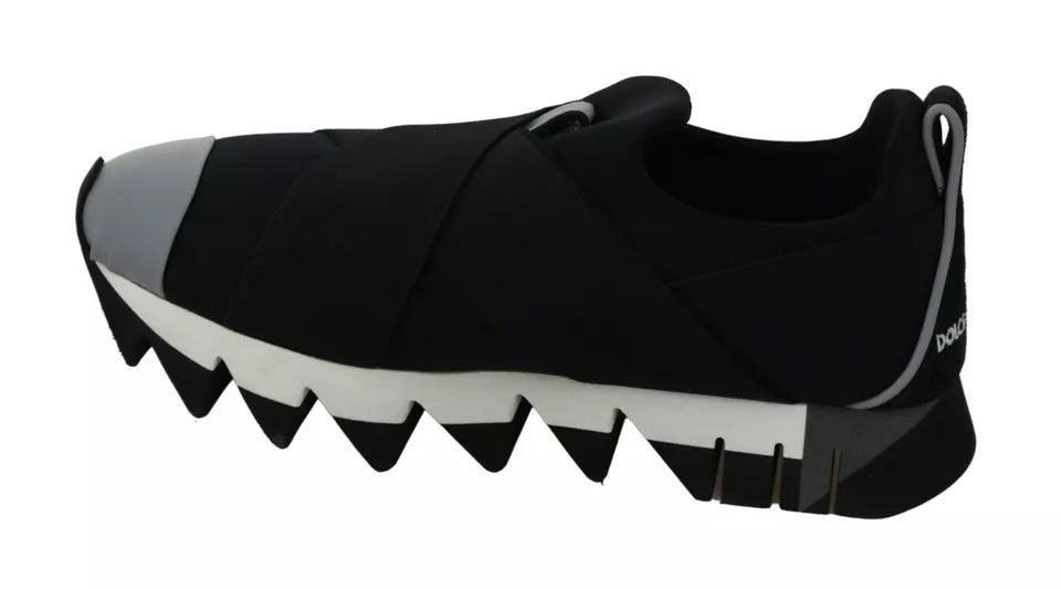 Chaussures sneakers en néoprène stretch noir Dolce & Gabbana Shark pour hommes, vue de côté