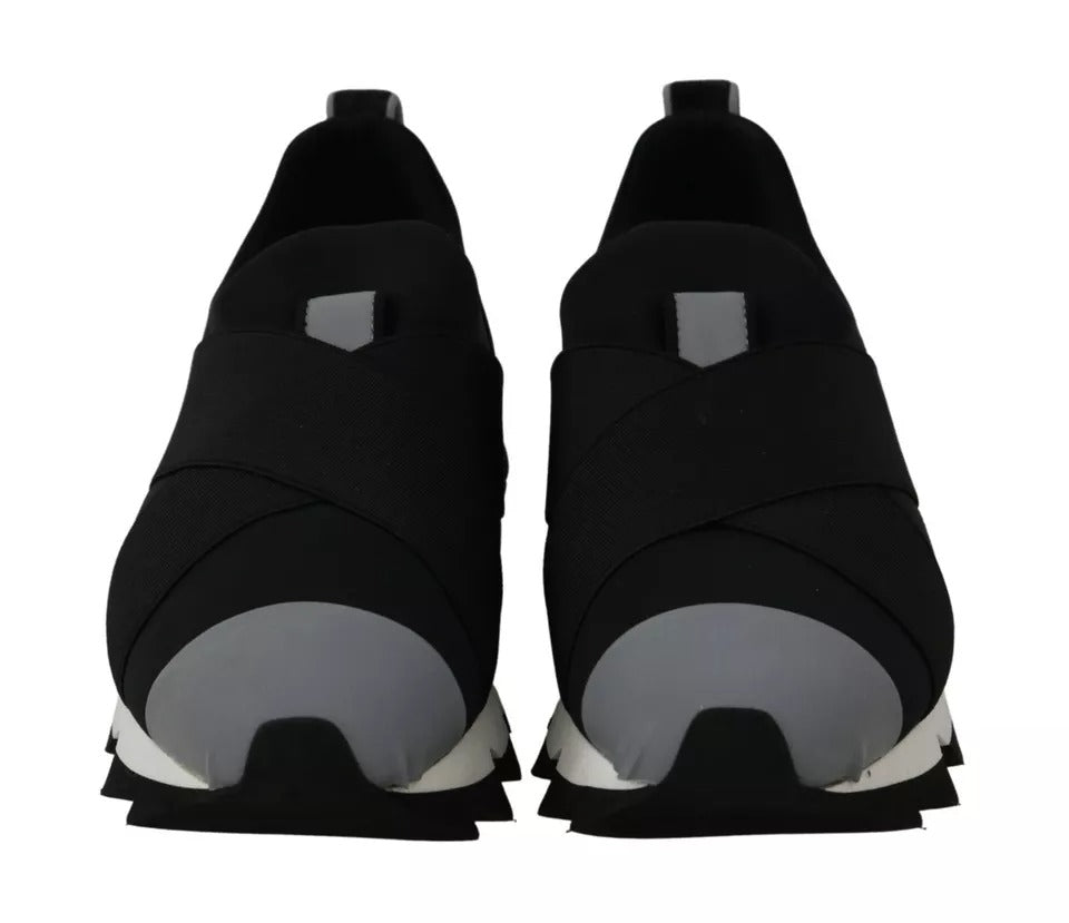 Baskets noires en néoprène Dolce & Gabbana Shark stretch, chaussures sport modernes avec logo distinctif.