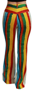 Pantalon Dolce & Gabbana Riga Pittorica à pattes d'éléphant multicolores avec motif artistique.