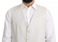 Gilet formel en coton et soie blanc avec détails off-white de Dolce & Gabbana, élégant et sophistiqué.