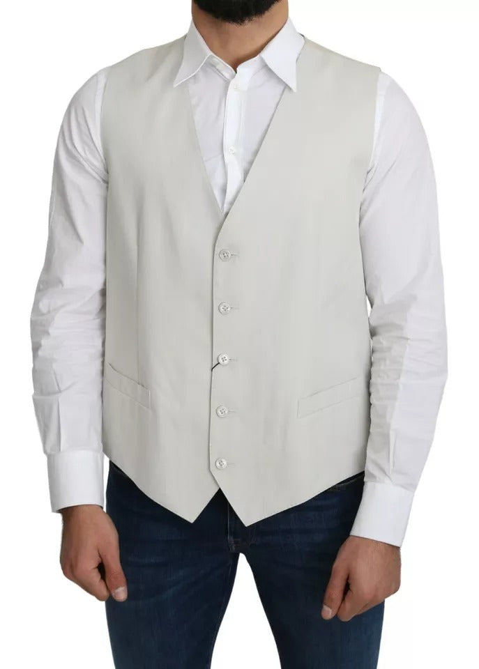 Veste formelle en coton et soie blanche Dolce & Gabbana, style élégante avec détail de couleur blanche.
