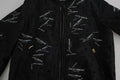 Veste bomber Dolce & Gabbana noire avec logo brodé, fermeture éclair complète et motif en brocart élégant.