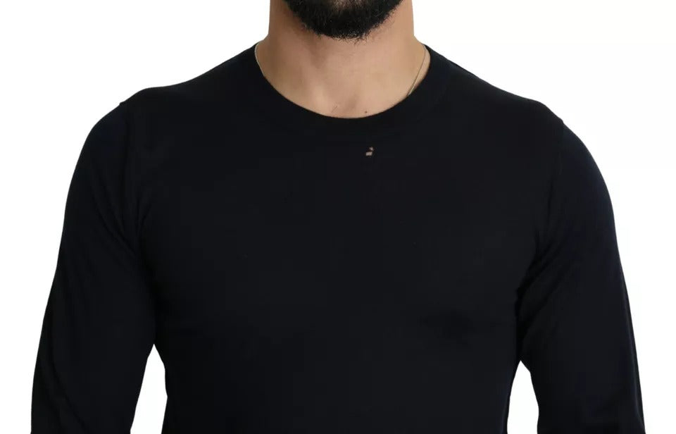 Sweatshirt Dolce & Gabbana en cachemire noir à col rond, style décontracté et élégant, visible en image.