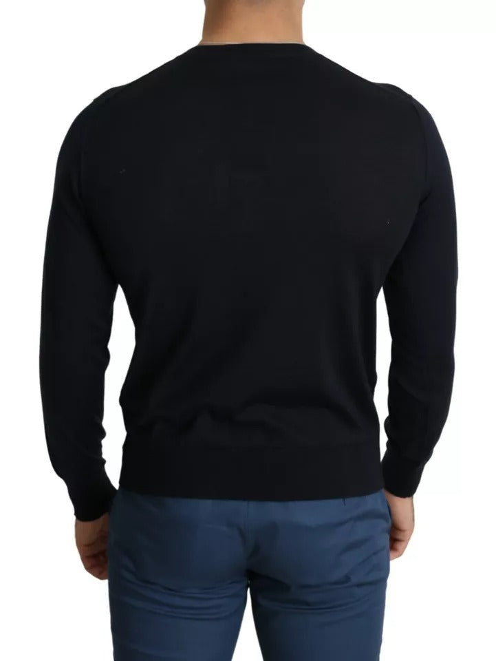 Sweat-shirt à col rond en cachemire noir Dolce & Gabbana, pull chaud et élégant pour hommes.
