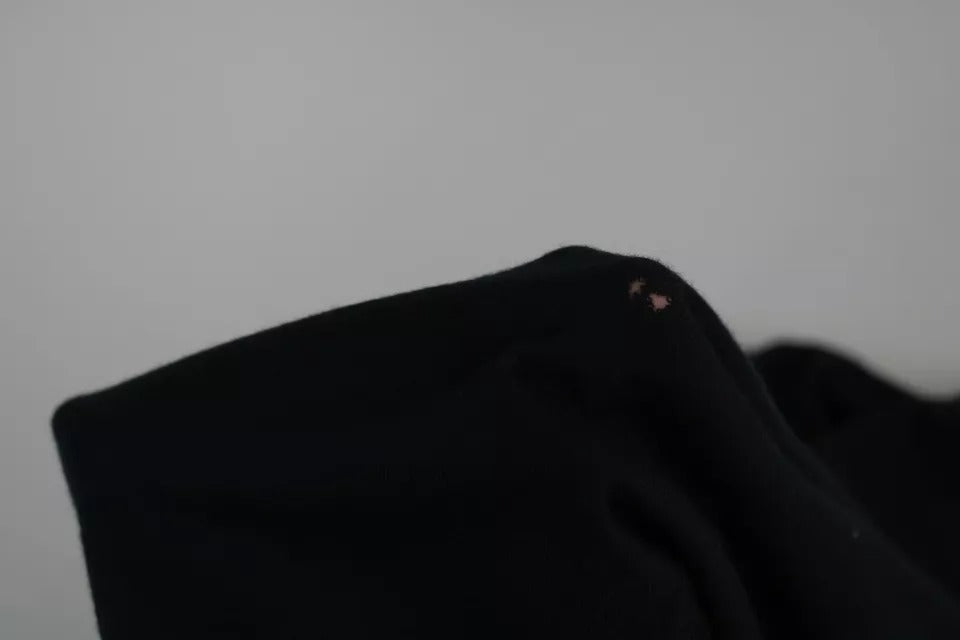 Sweatshirt Dolce & Gabbana en cachemire noir avec col ronde, vue de face, détails du tissu et style élégant.