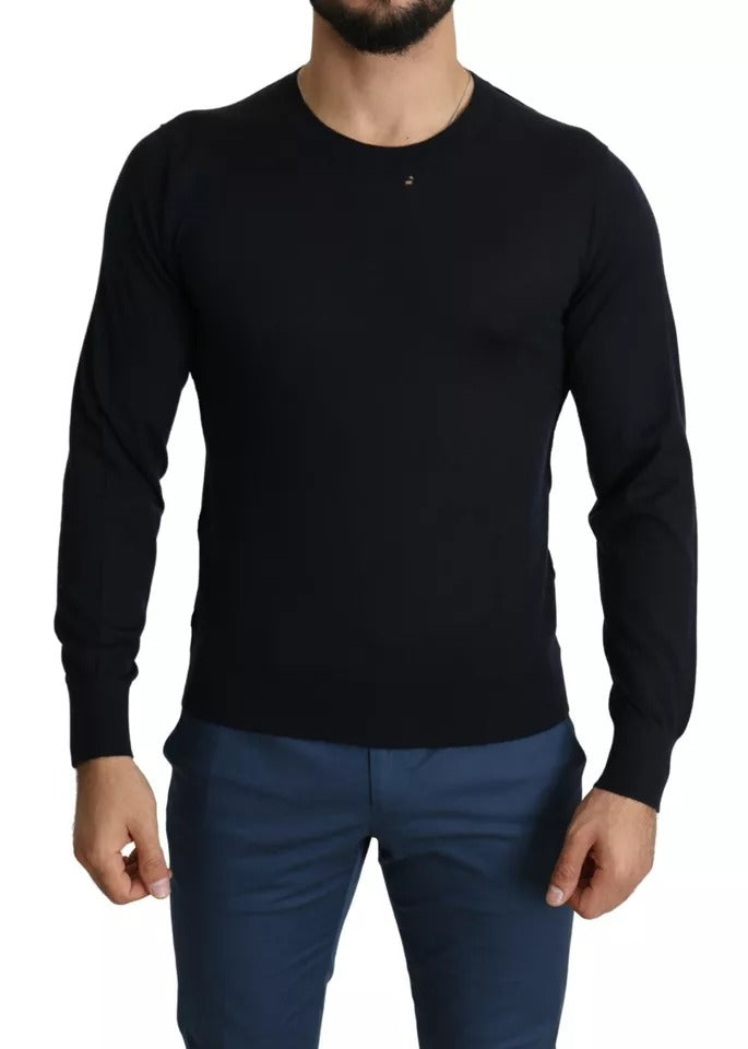 Sweat-shirt homme Dolce & Gabbana en cachemire noir avec col rond, doux et élégant, vue de face.