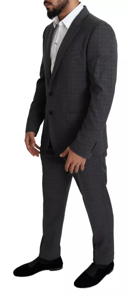 Costume deux pièces pour homme Dolce & Gabbana en laine grise, costume formel Martini avec veste et pantalon.