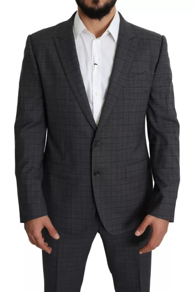 Costume homme Dolce & Gabbana en laine grise 2 pièces Martini, costume formel élégant avec veste et pantalon.