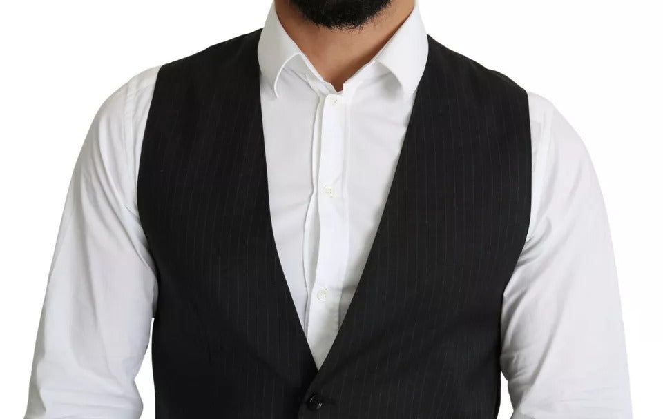 Gilet formel noir pour homme de la marque Dolce & Gabbana, veste de costume élégante avec détails sophistiqués.