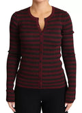 Cardigan pour femmes Dolce & Gabbana noir et rouge à rayures, pull en maille élégante et tendance.