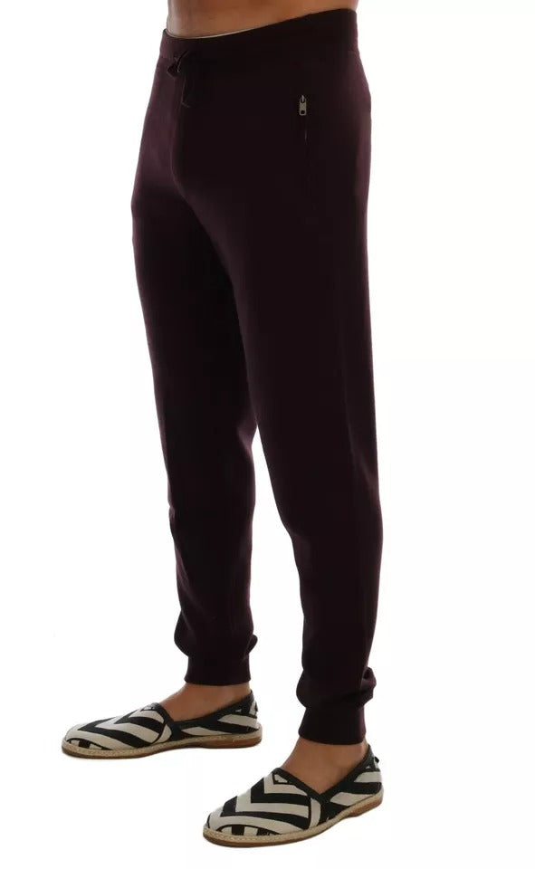 Pantalon de sport violet en cachemire Dolce & Gabbana pour entraînement, vue de face sur fond blanc.