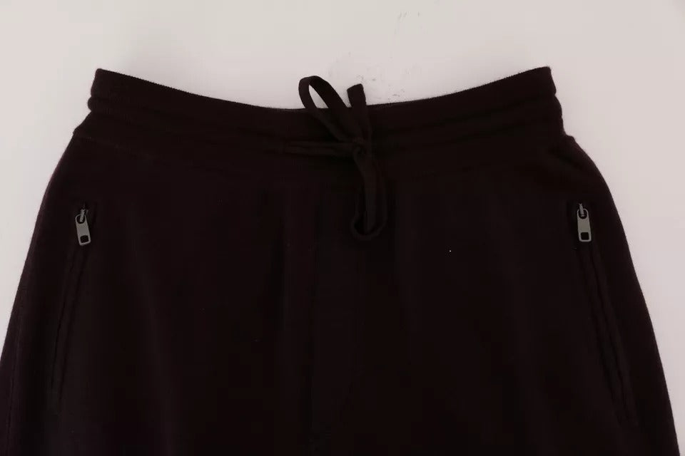 Pantalon de sport Dolce & Gabbana en cachemire violet pour entraînement et sport, tissu doux et confortable.