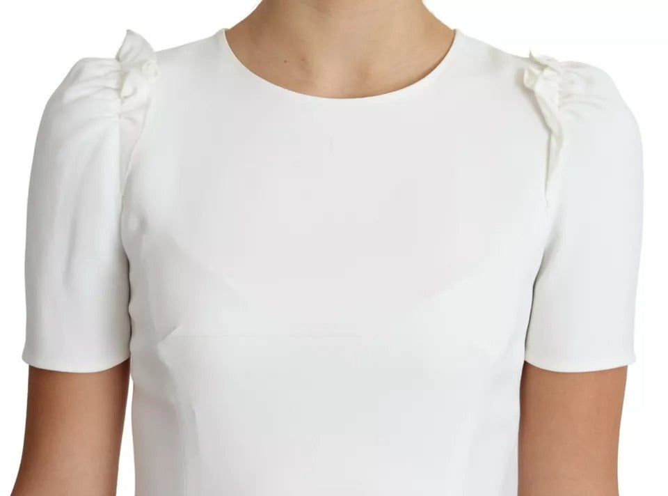 Blouse Dolce & Gabbana en viscose blanche à manches courtes et coupe ajustée, vue de face.