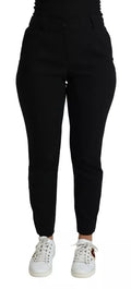 Pantalon skinny en laine vierge noire Dolce & Gabbana, coupe ajustée et stretch, vêtement élégant pour femme.