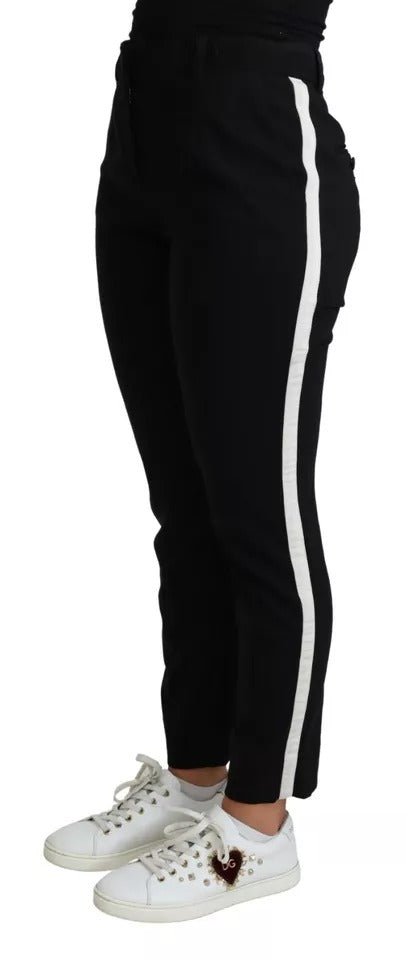 Pantalons skinny noirs en laine vierge extensible de Dolce & Gabbana, coupe ajustée et élégante.