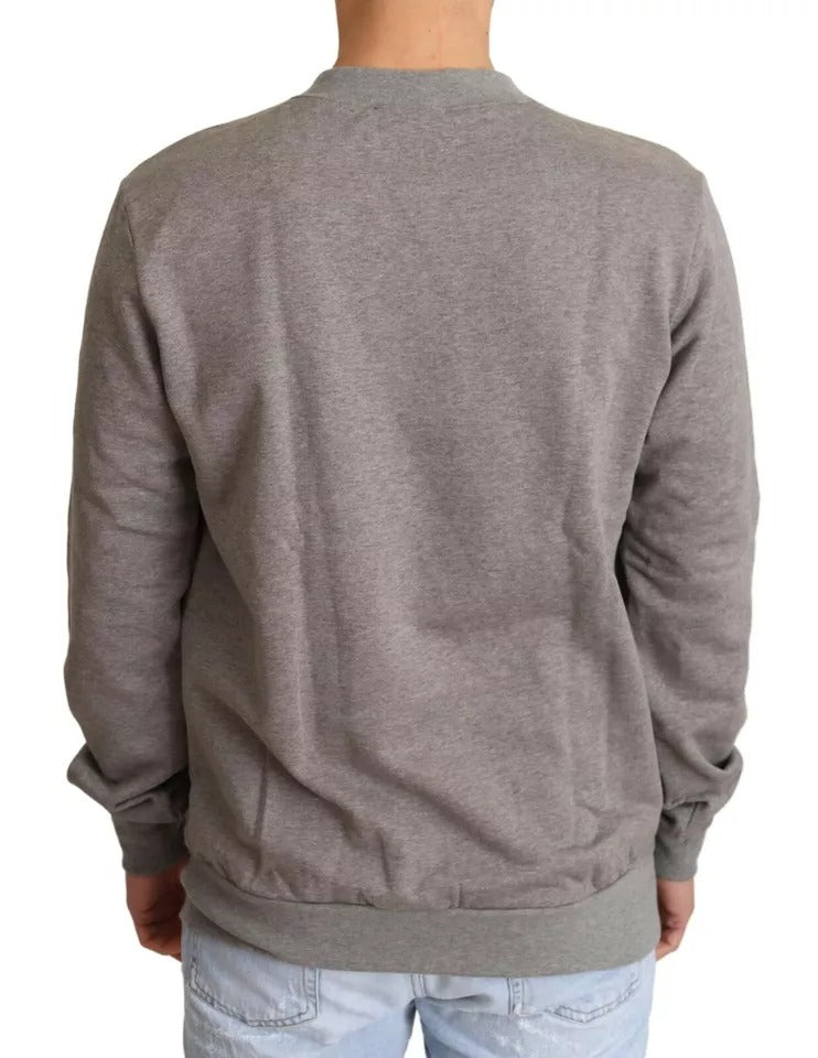 Pull en coton gris Dolce & Gabbana Crown King, sweat-shirt élégant avec logo et design moderne, pour un style sophistiqué.