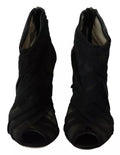 Bottes à talons stilettos noires en tulle Dolce & Gabbana, chaussures élégantes avec semelle fine et design sophistiqué.