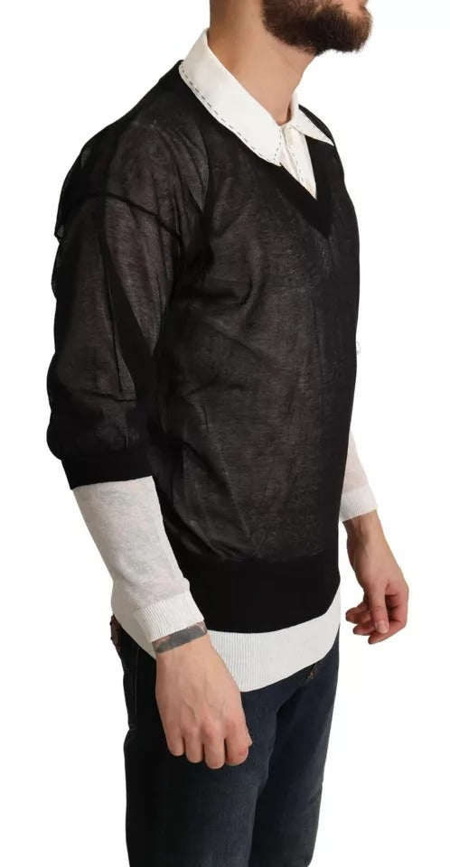 Pull à manches longues Dolce & Gabbana noir et blanc, pull-over en maille, vêtement de mode élégant pour femmes.