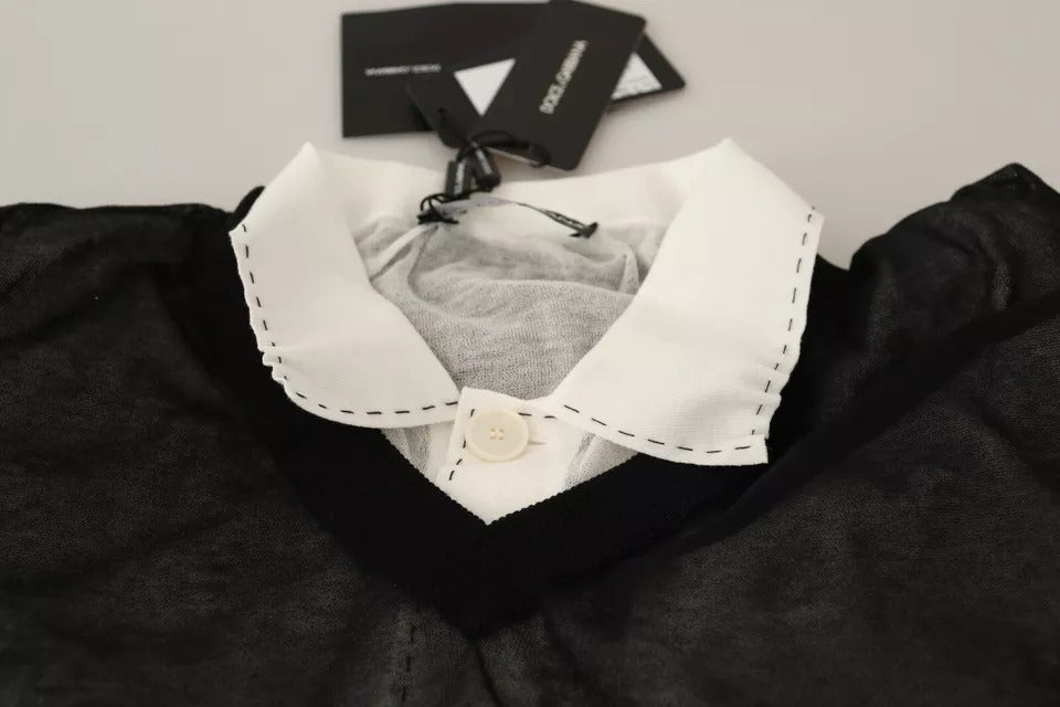 Pull à manches longues Dolce & Gabbana noir et blanc, pull-over en maille pour femme, look élégant et classique
