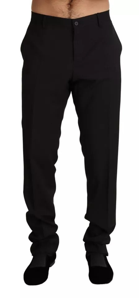 Pantalon skinny noir Dolce & Gabbana, pantalon formel élégant, tissu fluide et coupe ajustée pour femme.