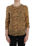 Chemise en soie Dolce & Gabbana à motif mosaïque multicolore, blouse élégante avec design artistique et coloré.