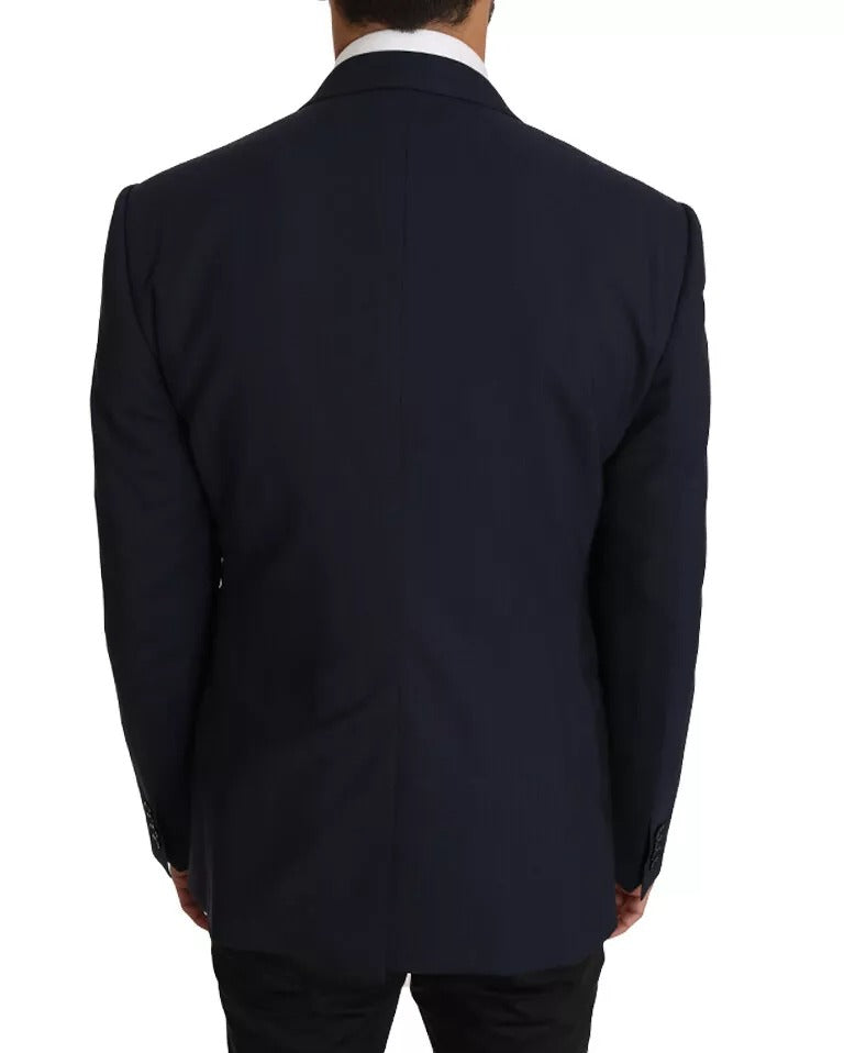Veste et gilet en laine bleue Dolce & Gabbana Martini, costume deux pièces élégante pour homme.