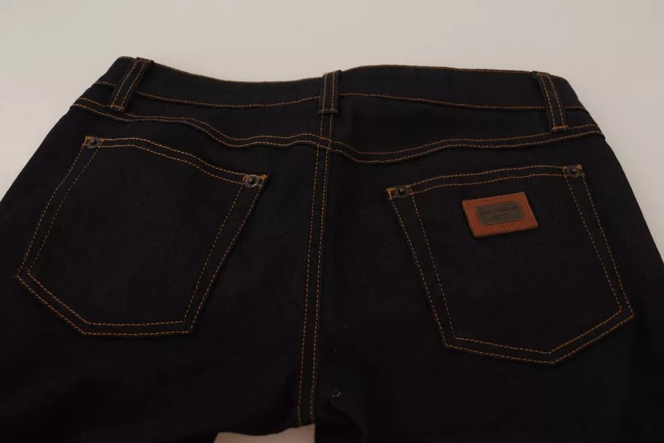 Jeans slim en coton stretch bleu Dolce & Gabbana, coupe ajustée, détails classiques en denim pour homme.