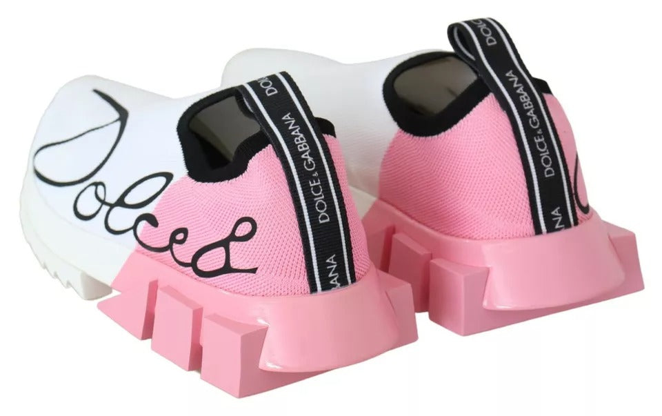 Dolce & Gabbana Pink White Logo Sorrento Sneakers Schuhe
