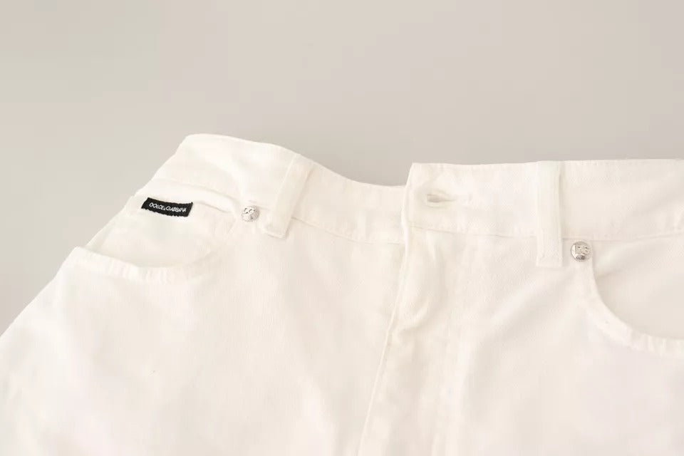Jeans Dolce & Gabbana Monica en coton blanc à coupe boot cut, denim élégant avec détails modernes.