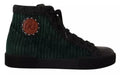 Chaussures sneakers homme Dolce & Gabbana vertes en velours côtelé, style décontracté, hautes et modernes.