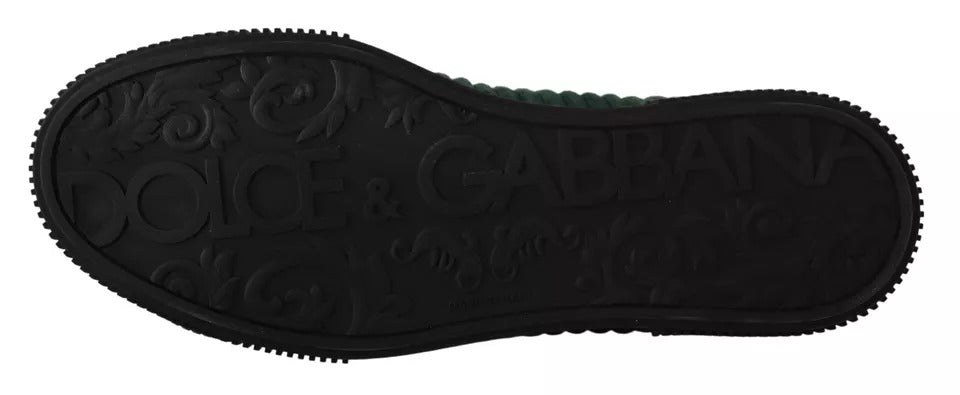 Chaussures sneakers hautes Dolce & Gabbana en velours côtelé vert pour homme, style décontracté et tendance.