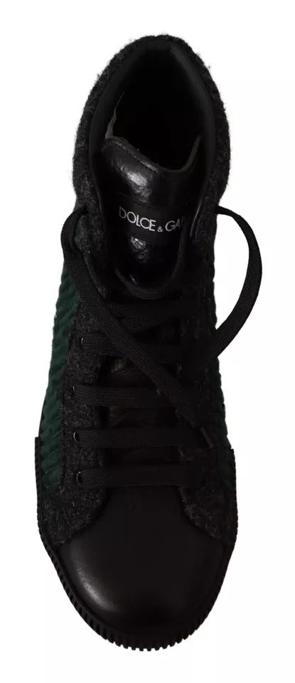 Baskets à hautes en velours côtelé vert Dolce & Gabbana pour hommes, chaussures décontractées élégantes.