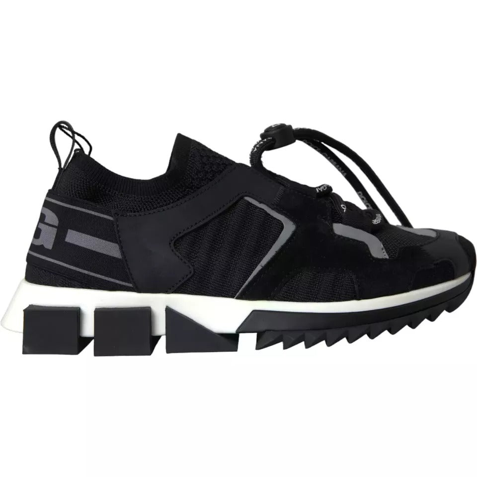Chaussures sneakers homme Dolce & Gabbana Sorrento en noir et blanc avec logo, vue de face.