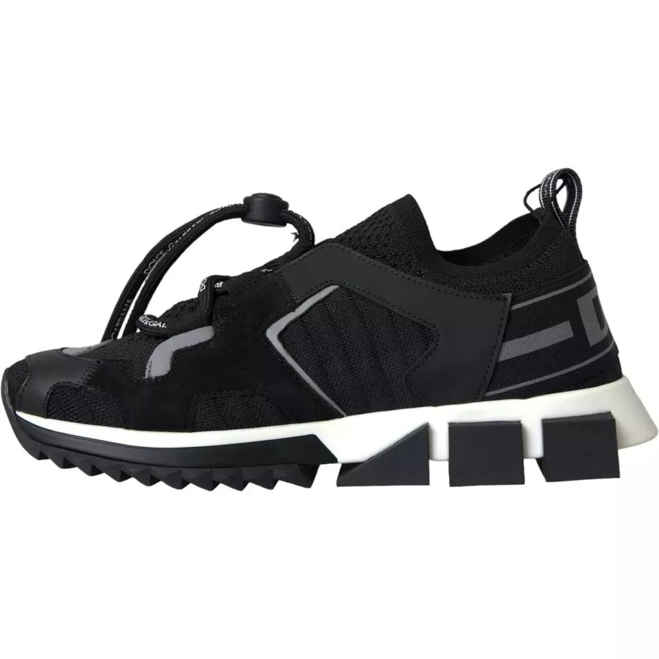 Chaussures sneakers pour hommes Dolce & Gabbana Sorrento en noir et blanc avec logo Dolce & Gabbana, vue de face.