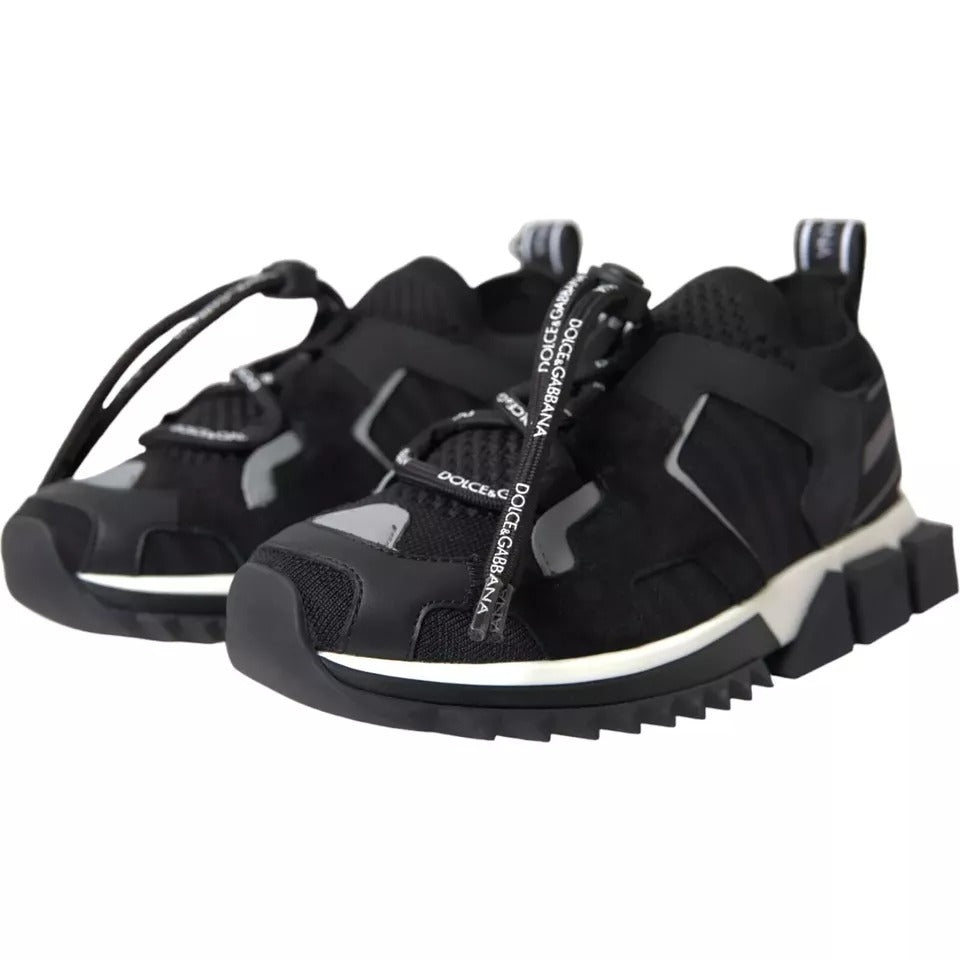 Chaussures sneakers homme Dolce & Gabbana Sorrento en noir et blanc avec logo, vue de face sur fond blanc.