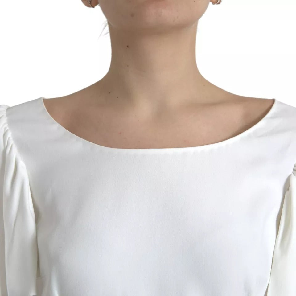 T-shirt blanc en viscose à col rond et manches courtes de Dolce & Gabbana, vue de face.