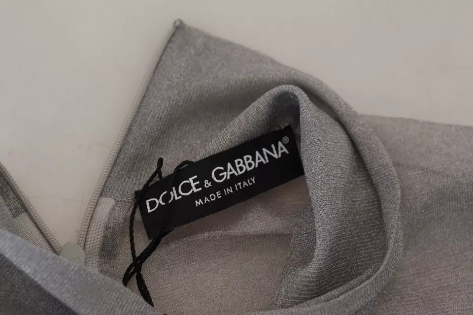 Pull-over en maille gris transparent Dolce & Gabbana avec col roulé, élégant et léger, pour un style sophistiqué.