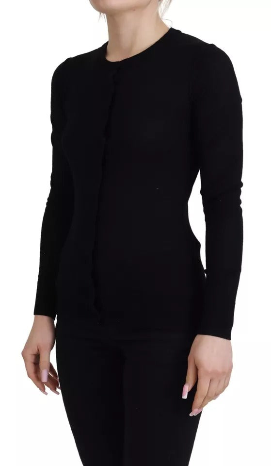 Pull en maille noir Dolce & Gabbana à col rond et manches longues, style élégant et confortable pour homme.