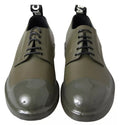 Chaussures habillées en cuir vert Dolce & Gabbana avec semelle en caoutchouc élégante, vues de face.