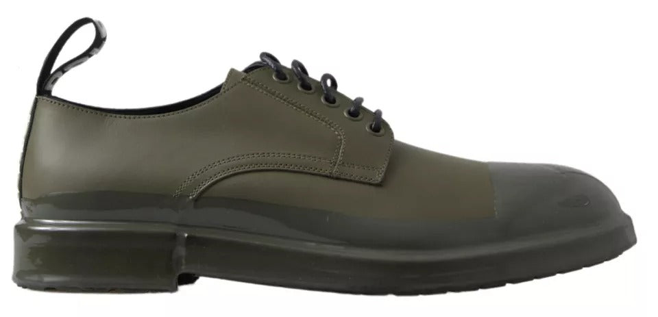Chaussures habillées en cuir vert Dolce & Gabbana avec semelle en caoutchouc, élégantes et sophistiquées.