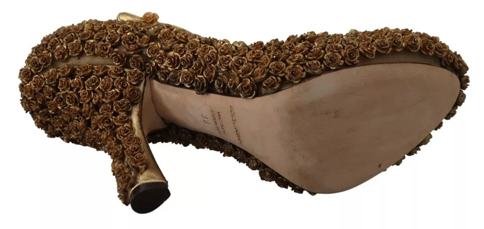 Chaussures Dolce & Gabbana talons orné de roses en embellissements, élégantes et sophistiquées, pour femmes.