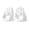 Chaussures sneakers blanches Dolce & Gabbana NS1 en toile et cuir avec embellissements, vue de face.