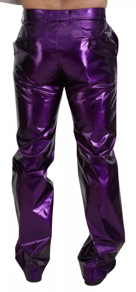 Pantalon décontracté pour homme Dolce & Gabbana violet brillant, style élégant et moderne, en tissu léger.